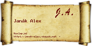 Janák Alex névjegykártya